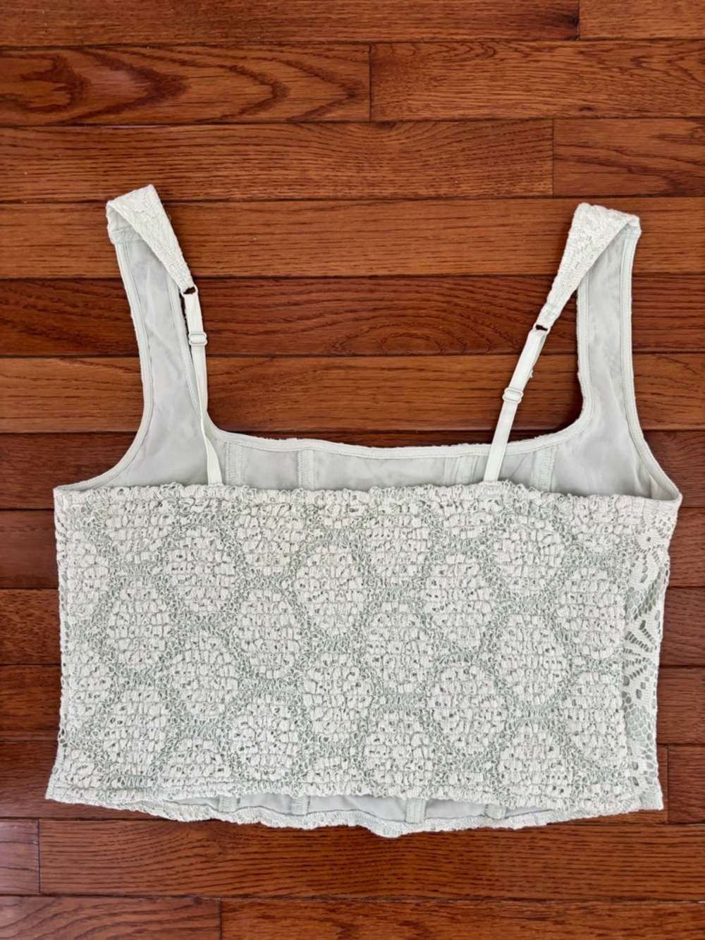 American Eagle Woman’s Light Green Lace Corset Cropped Tank Top, Size XL, NWOT - Picture 5 of 5